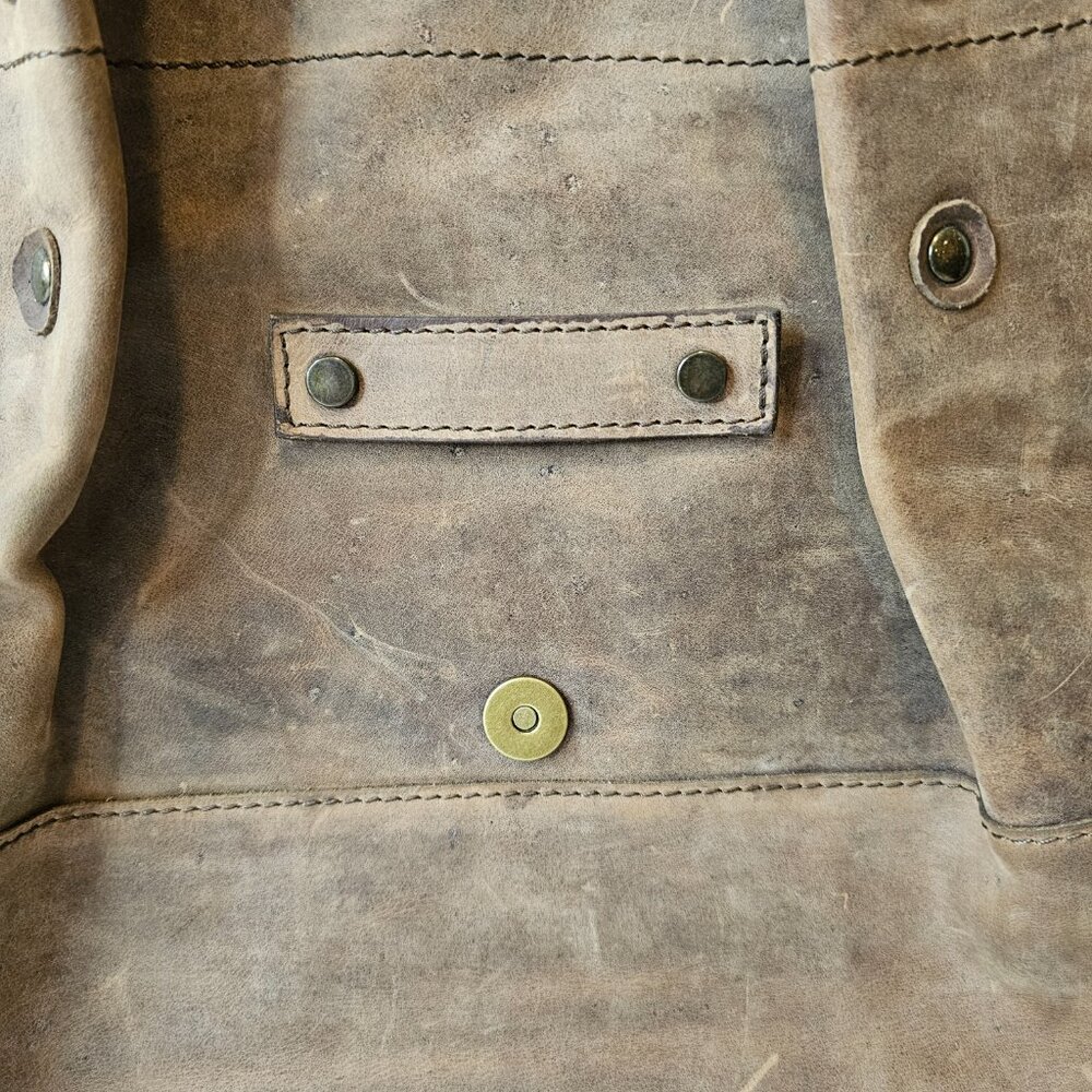 CARGOit, Raw, Brown Leather Tote Bag - Picture 3 of 16